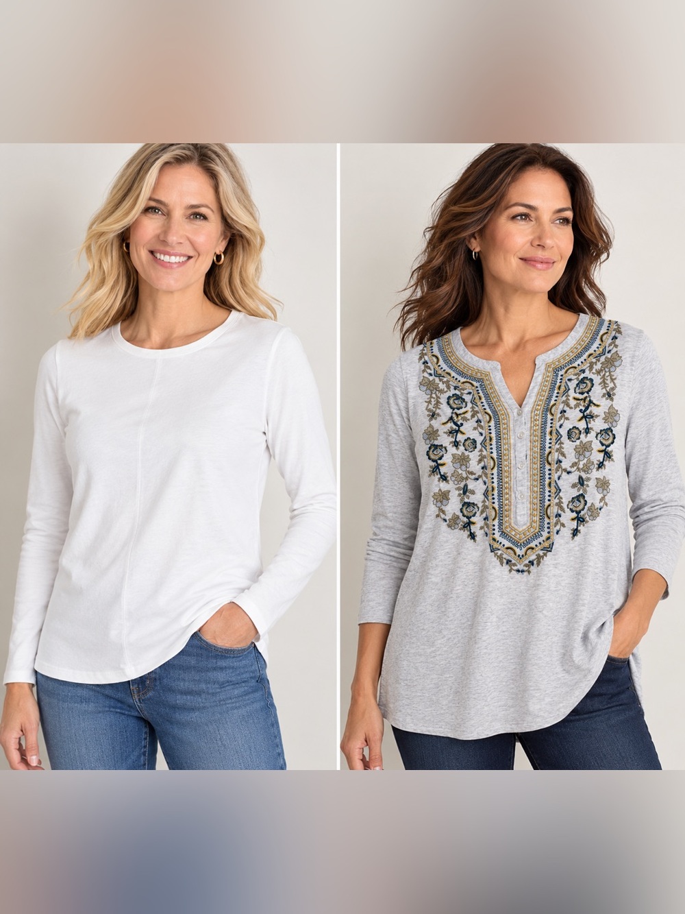 J.Jill Medium Petite MP Long Sleeve Tops Bundle – Pima Cotton & Embroidered